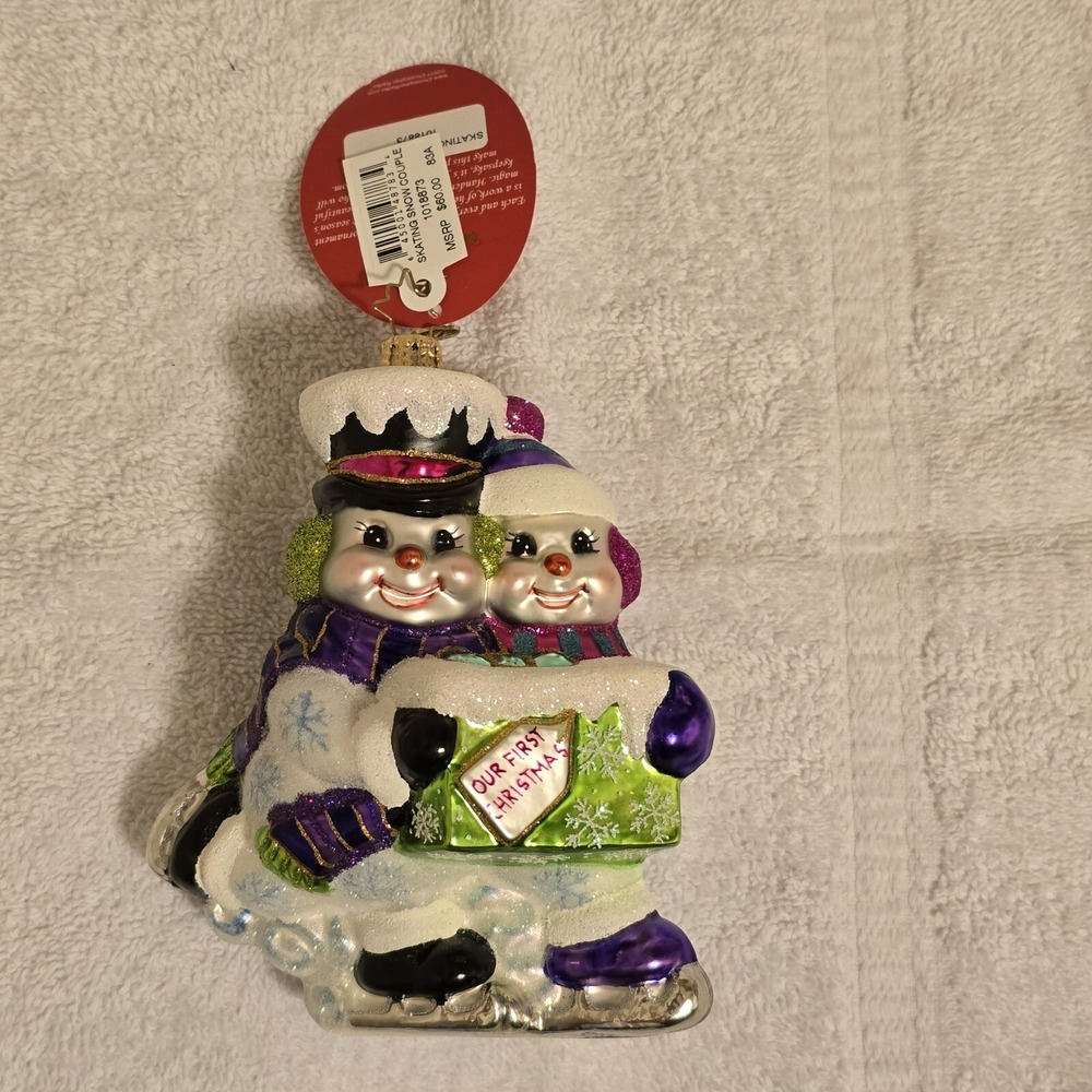 New‎ Radko 1018873 Skating Snowman Couple Our First Christmas Ornament